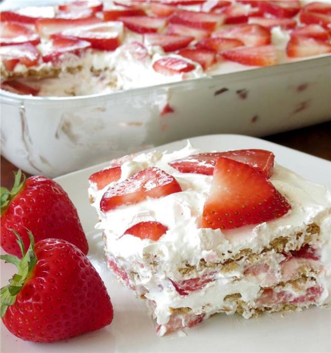 Λαχταριστό γλυκό ψυγείου με φράουλες…