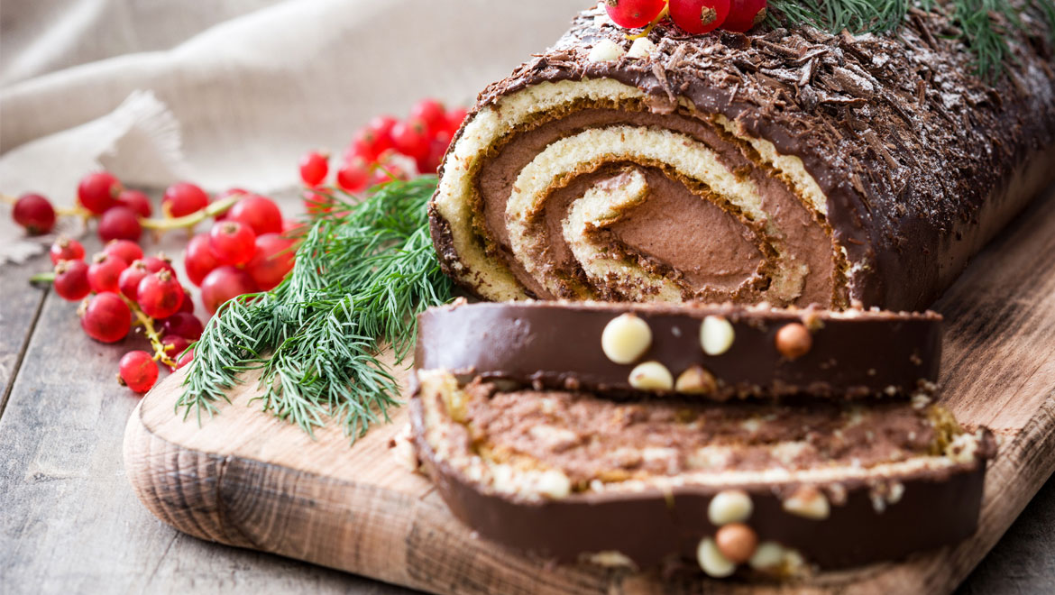 Χριστουγεννιάτικος κορμός σοκολάτας με λίγες θερμίδες