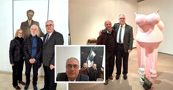 Αλ. Κακαβάς, Ε. Βαλούκος, Κ.Καράμπελα και Ηλ. Φλωράκης στην έκθεση του Απόστολου Φανακίδη